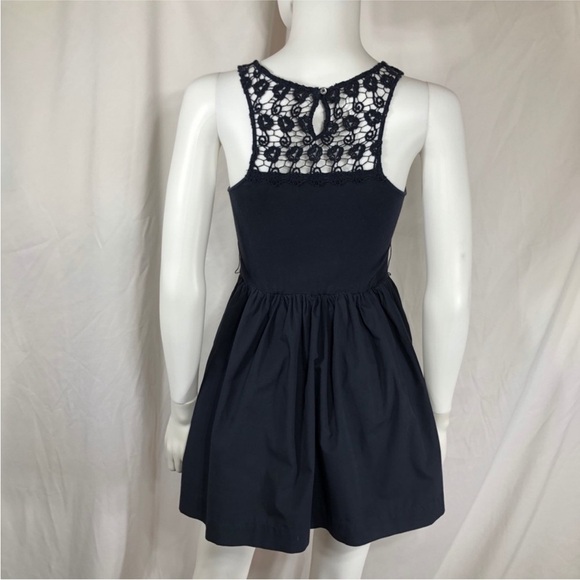 Hollister Navy Blue Fit & Flare Crochet Neckline Skater Dress - Picture 4 of 8